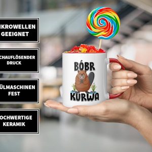 Kaffeetasse mit Motiv - Bobr Kurwa - berühmtes Meme - lustige Geschenkidee - viral - Tasse mit Tiermotiv - Geburtstagsgeschenk - Beaver - Biber - Bober - Rot 9