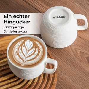 MIAMIO - Kaffee Tassen Set 4er / weiße Kaffeebecher 450 ml/Tasse für Kaffee, Latte Macchiato, Tee, Espresso - Oasis Kollektion 9