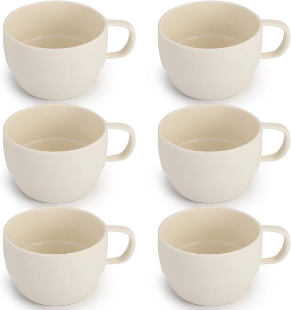 ReaNea Nespresso Tassen Set 350ml 6er, kaffeetasse groß, kaffeetassen set Langlebige leichte Plastikbecher für Zuhause, Outdoor, Picknick, Camping, Idee Geburtstagsgeschenk 1