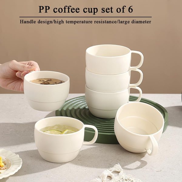 ReaNea Nespresso Tassen Set 350ml 6er, kaffeetasse groß, kaffeetassen set Langlebige leichte Plastikbecher für Zuhause, Outdoor, Picknick, Camping, Idee Geburtstagsgeschenk 3