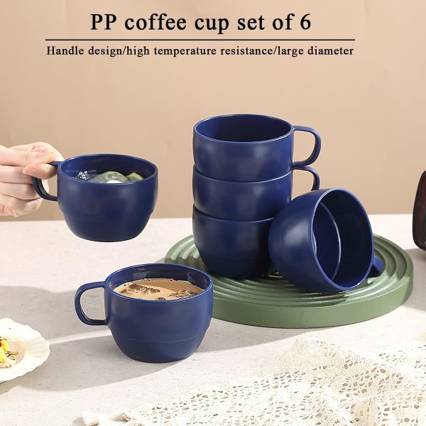 ReaNea Nespresso Tassen Set 350ml 6er, kaffeetasse groß, kaffeetassen set Langlebige leichte Plastikbecher für Zuhause, Outdoor, Picknick, Camping, Idee Geburtstagsgeschenk 3
