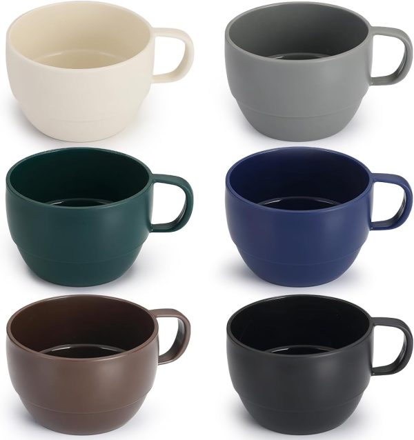 ReaNea Nespresso Tassen Set 350ml 6er, kaffeetasse groß, kaffeetassen set Langlebige leichte Plastikbecher für Zuhause, Outdoor, Picknick, Camping, Idee Geburtstagsgeschenk 1