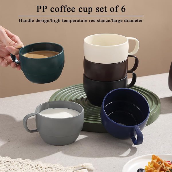 ReaNea Nespresso Tassen Set 350ml 6er, kaffeetasse groß, kaffeetassen set Langlebige leichte Plastikbecher für Zuhause, Outdoor, Picknick, Camping, Idee Geburtstagsgeschenk 3