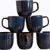 Kaffeebecher Set 6 Stück, Tassen Set 320ml Kaffeetassen aus Porzellan mit Henkel, Teetasse 6erGroß Milchkaffeetasse Kaffeepott für Espresso Cappuccino 22