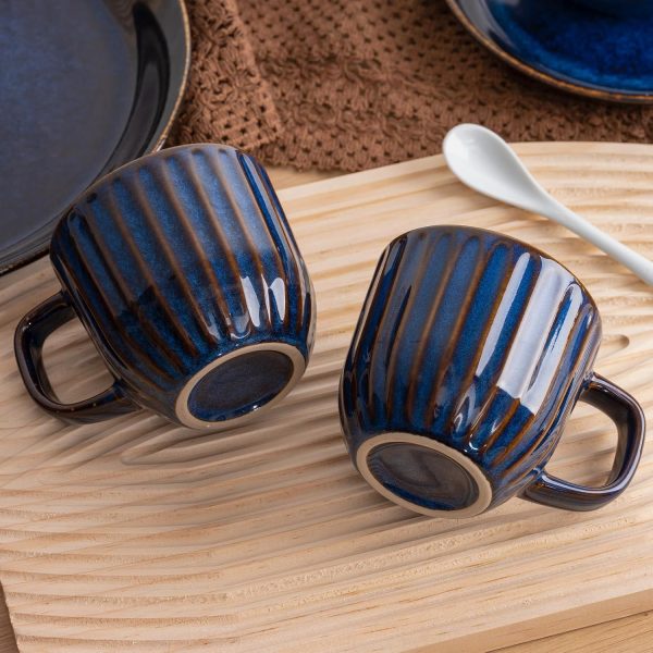 Kaffeebecher Set 6 Stück, Tassen Set 320ml Kaffeetassen aus Porzellan mit Henkel, Teetasse 6erGroß Milchkaffeetasse Kaffeepott für Espresso Cappuccino 4
