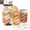 SILRIVES Latte Macchiato Gläser Doppelwandig 350ml 4er Set mit 4 Löffeln,Kaffeegläser aus Borosilikatglas,Isolierende Espressotassen, Cappuccino Gläser,Eiskaffee Gläser,Teegläser,Thermogläser 28