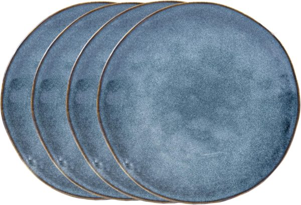 Sänger | Dessertteller Set Darwin 4 tlg, Teller Set 4 Personen, Steingut Plates Set, Essgeschirr, Teller Modern Handmade, Essservice in Blau | PREMIUM COLLECTION 1