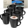 SÄNGER Madeira | Kaffeebecher 6 Personen, Steingut Kaffeetassen Set 6er, Tassen Set Teetasse Set spülmaschinenfest mikrowellenfest, Coffee Mug multifunktional schwarz 350 ml | VALUE COLLECTION 20