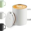 Homealexa Kaffeebecher 400 ml Doppelwandiges Vakuum Thermo Kaffeebecher Kaffeetasse Thermobecher Kaffee- und Teetasse aus Edelstahl Thermobecher mit Griff und Schiebedeckel (Weiß) 25