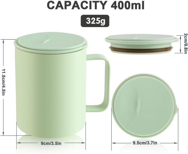 Homealexa Kaffeebecher 400 ml Doppelwandiges Vakuum Thermo Kaffeebecher Kaffeetasse Thermobecher Kaffee- und Teetasse aus Edelstahl Thermobecher mit Griff und Schiebedeckel (Grün) 4