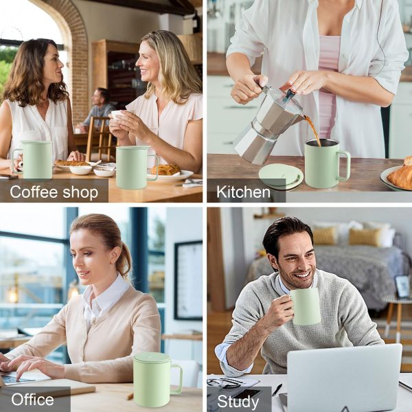 Homealexa Kaffeebecher 400 ml Doppelwandiges Vakuum Thermo Kaffeebecher Kaffeetasse Thermobecher Kaffee- und Teetasse aus Edelstahl Thermobecher mit Griff und Schiebedeckel (Grün) 7