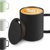 Homealexa Kaffeebecher 400 ml Doppelwandiges Vakuum Thermo Kaffeebecher Kaffeetasse Thermobecher Kaffee- und Teetasse aus Edelstahl Thermobecher mit Griff und Schiebedeckel (Schwarze) 22