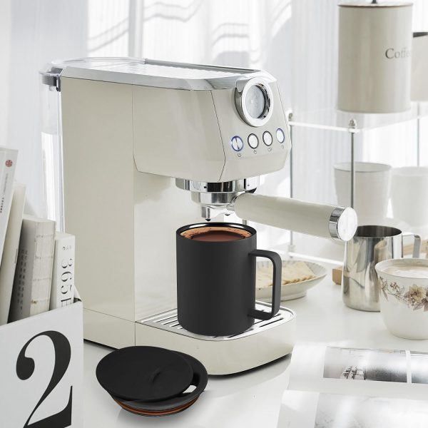 Homealexa Kaffeebecher 400 ml Doppelwandiges Vakuum Thermo Kaffeebecher Kaffeetasse Thermobecher Kaffee- und Teetasse aus Edelstahl Thermobecher mit Griff und Schiebedeckel (Schwarze) 6