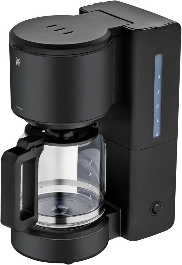 WMF Stelio Aroma Filterkaffeemaschine mit Glaskanne, Filterkaffee, 10 Tassen, Kaffeemaschine Edelstahl, Tropfstop, Warmhalteplatte, Abschaltautomatik, 1000 W, matt schwarz 1