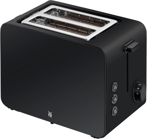 WMF Stelio Toaster 2 Scheiben Edelstahl, Doppelschlitz Toaster mit Brötchenaufsatz, Bagel-Funktion, 7 Bräunungsstufen, 900 W, Toaster edelstahl matt schwarz 1