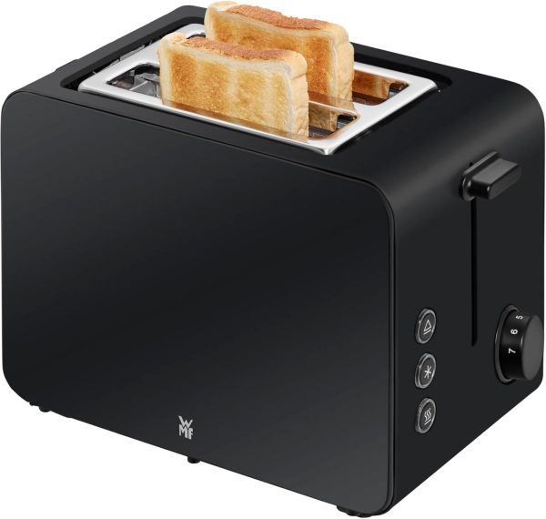 WMF Stelio Toaster 2 Scheiben Edelstahl, Doppelschlitz Toaster mit Brötchenaufsatz, Bagel-Funktion, 7 Bräunungsstufen, 900 W, Toaster edelstahl matt schwarz 3