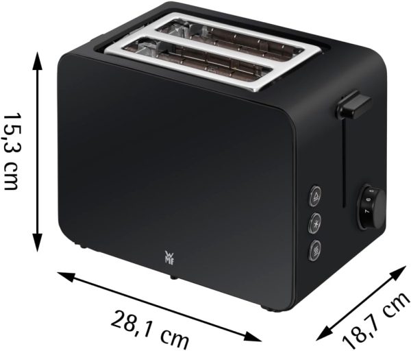WMF Stelio Toaster 2 Scheiben Edelstahl, Doppelschlitz Toaster mit Brötchenaufsatz, Bagel-Funktion, 7 Bräunungsstufen, 900 W, Toaster edelstahl matt schwarz 5