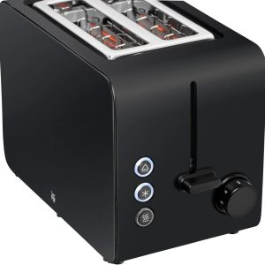 WMF Stelio Toaster 2 Scheiben Edelstahl, Doppelschlitz Toaster mit Brötchenaufsatz, Bagel-Funktion, 7 Bräunungsstufen, 900 W, Toaster edelstahl matt schwarz 19