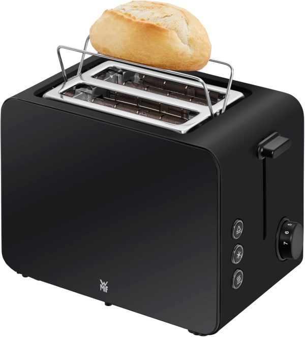 WMF Stelio Toaster 2 Scheiben Edelstahl, Doppelschlitz Toaster mit Brötchenaufsatz, Bagel-Funktion, 7 Bräunungsstufen, 900 W, Toaster edelstahl matt schwarz 8