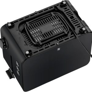 WMF Stelio Toaster 2 Scheiben Edelstahl, Doppelschlitz Toaster mit Brötchenaufsatz, Bagel-Funktion, 7 Bräunungsstufen, 900 W, Toaster edelstahl matt schwarz 25