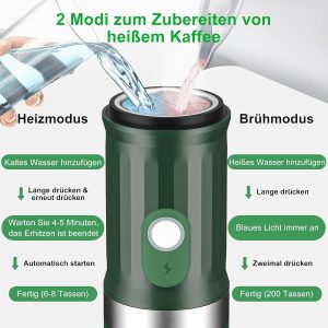 APIOTEIA tragbarer Espressomaschine, 20 Bar Elektrische Selbstheizender Espressokocher, Kompatibel mit Gemahlenem Kaffee & NS-Kapsel (Amry Green) 10