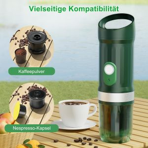 APIOTEIA tragbarer Espressomaschine, 20 Bar Elektrische Selbstheizender Espressokocher, Kompatibel mit Gemahlenem Kaffee & NS-Kapsel (Amry Green) 14