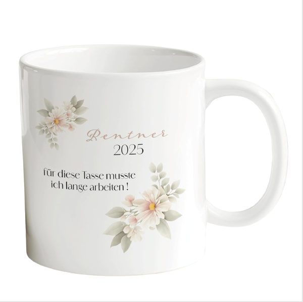 Tasse Rente 2025 - Geschenk zum Ruhestand für Rentner - Kaffeetasse mit Spruch schönes Rentner Abschied lustiges Abschiedsgeschenk Mann - 330 ml weiß (Rentner 2025) 1