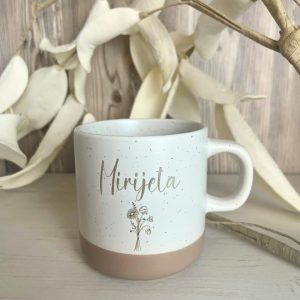 Personalisierte Tasse mit Namen und Gravur | Keramik Steingut Tasse mit Blumenmotiv | Geschenk für Freundin, Ehefrau oder Familie | Kaffeetasse 360ml groß | Geburtstags Geschenke Frauen (Name+Blume) 18