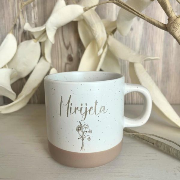 Personalisierte Tasse mit Namen und Gravur | Keramik Steingut Tasse mit Blumenmotiv | Geschenk für Freundin, Ehefrau oder Familie | Kaffeetasse 360ml groß | Geburtstags Geschenke Frauen (Name+Blume) 6
