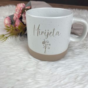 Personalisierte Tasse mit Namen und Gravur | Keramik Steingut Tasse mit Blumenmotiv | Geschenk für Freundin, Ehefrau oder Familie | Kaffeetasse 360ml groß | Geburtstags Geschenke Frauen (Name+Blume) 20