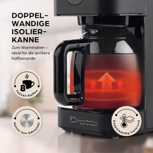 Barista Filterkaffeemaschine mit Thermokanne | 24h Timer & Permanentfilter | Für 8 Tassen Kaffee | Kaffeemaschine für Pulver [Schwarz] 11