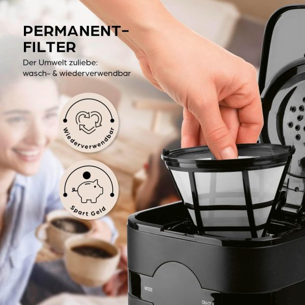Barista Filterkaffeemaschine mit Thermokanne | 24h Timer & Permanentfilter | Für 8 Tassen Kaffee | Kaffeemaschine für Pulver [Schwarz] 6