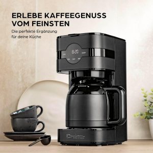 Barista Filterkaffeemaschine mit Thermokanne | 24h Timer & Permanentfilter | Für 8 Tassen Kaffee | Kaffeemaschine für Pulver [Schwarz] 21