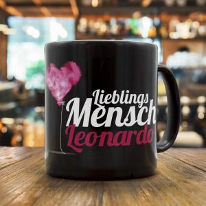printplanet - Tasse Schwarz mit Namen Leonardo - Motiv: Lieblings Mensch - Namenstasse, Kaffeebecher, Mug, Becher, Kaffeetasse 5