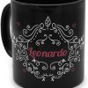 printplanet - Tasse Schwarz mit Namen Leonardo - Motiv: Ornamente - Namenstasse, Kaffeebecher, Mug, Becher, Kaffeetasse 8