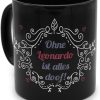 printplanet - Tasse Schwarz mit Namen Leonardo - Motiv: ohne Leonardo ist Alles doof - Namenstasse, Kaffeebecher, Mug, Becher, Kaffeetasse 13