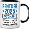Seness Rentner 2025 Für diese Tasse musste ich lange arbeiten Tasse personalisiert mit Namen, Rente Kaffeetasse Personalisierte Geschenke Männer, Ruhestand Renteneintritt, Abschiedsgeschenk Kollegen 22
