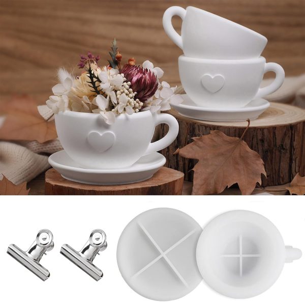 Silikonformen Gießformen, Kreativität Silikonform Blumenbecher, Duftkerzenbecher Kerzen Formen Silikon, Silikon Gießform Kerzen, Gipsformen zum Gießen (Kaffeetasse) 1