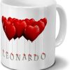 printplanet Tasse mit Namen Leonardo - Motiv Herzballons - Namenstasse, Kaffeebecher, Mug, Becher, Kaffeetasse - Farbe Schwarz 5