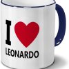 printplanet Tasse mit Namen Leonardo - Motiv I Love Leonardo - Namenstasse, Kaffeebecher, Mug, Becher, Kaffeetasse - Farbe Blau 7