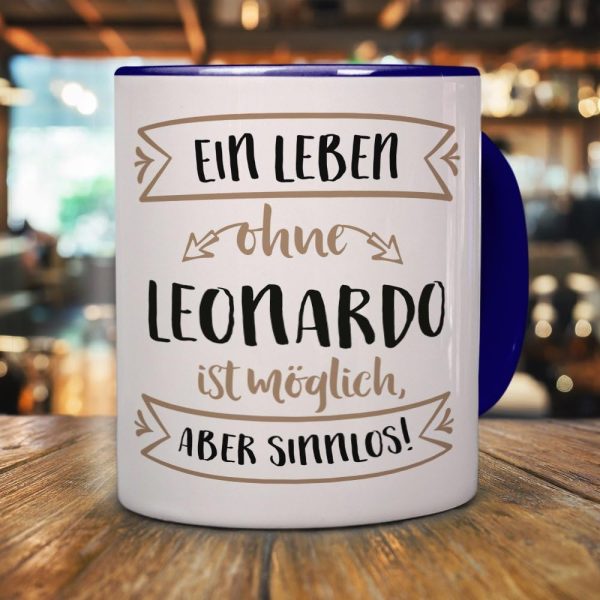 printplanet® Tasse mit Namen Leonardo - Motiv Sinnlos - Namenstasse, Kaffeebecher, Mug, Becher, Kaffeetasse - Farbe Blau 2