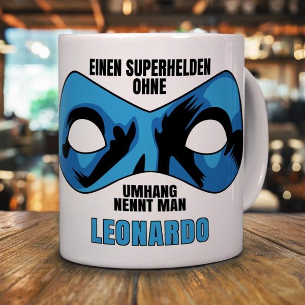 printplanet Tasse mit Namen Leonardo - Motiv Superhelden ohne Umhang - Namenstasse, Kaffeebecher, Mug, Becher, Kaffeetasse - Farbe Blau 2