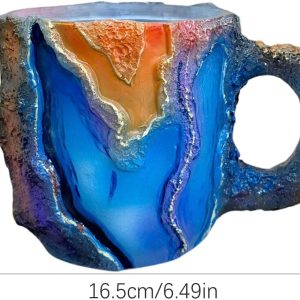 Kaffeetassen – durchscheinende Kaffeetasse, bunte Onyx-Tasse, Mineral-Kristall-Kaffeetasse, natürlicher Mineralstein-Tasse mit Griff, Neuheit Kristallbecher, Schreibtisch-Dekoration für Zuhause, 20