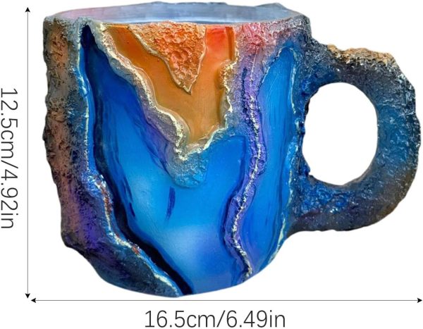 Kaffeetassen – durchscheinende Kaffeetasse, bunte Onyx-Tasse, Mineral-Kristall-Kaffeetasse, natürlicher Mineralstein-Tasse mit Griff, Neuheit Kristallbecher, Schreibtisch-Dekoration für Zuhause, 7