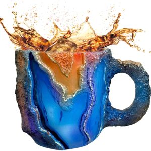 Kaffeetassen – durchscheinende Kaffeetasse, bunte Onyx-Tasse, Mineral-Kristall-Kaffeetasse, natürlicher Mineralstein-Tasse mit Griff, Neuheit Kristallbecher, Schreibtisch-Dekoration für Zuhause, 24