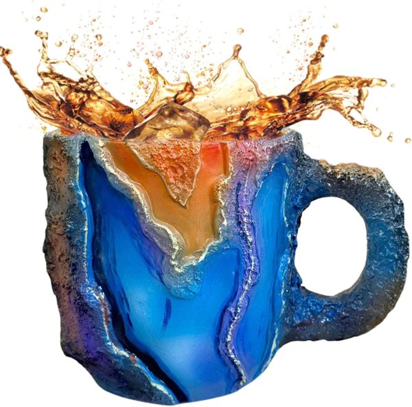 Kaffeetassen – durchscheinende Kaffeetasse, bunte Onyx-Tasse, Mineral-Kristall-Kaffeetasse, natürlicher Mineralstein-Tasse mit Griff, Neuheit Kristallbecher, Schreibtisch-Dekoration für Zuhause, 9